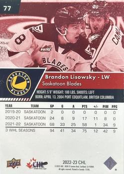 2022-23 Upper Deck CHL - Exclusives #77 Brandon Lisowsky Back