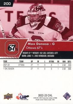2022-23 Upper Deck CHL - Exclusives #200 Max Donoso Back