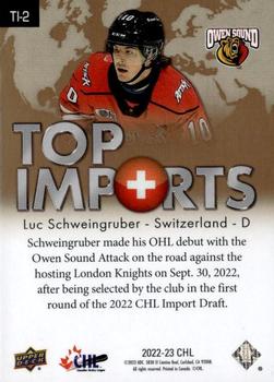 2022-23 Upper Deck CHL - Top Imports #TI-2 Luc Schweingruber Back