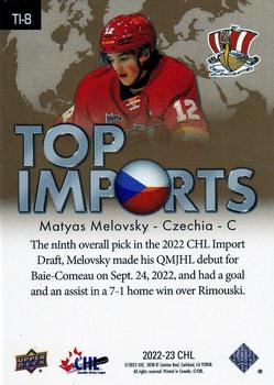 2022-23 Upper Deck CHL - Top Imports #TI-8 Matyas Melovsky Back