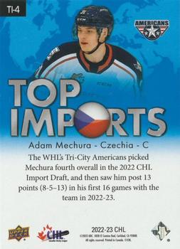 2022-23 Upper Deck CHL - Top Imports Blue #TI-4 Adam Mechura Back