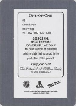 2022-23 SkyBox Metal Universe - Printing Plates Yellow #83 Dylan Larkin Back