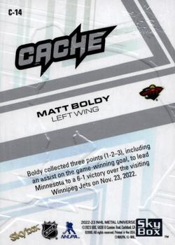 2022-23 SkyBox Metal Universe - Cache #C-14 Matt Boldy Back