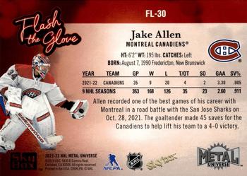 2022-23 SkyBox Metal Universe - Flash the Glove #FL-30 Jake Allen Back