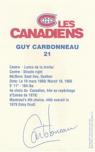 1989-90 Montreal Canadiens #NNO Guy Carbonneau Back