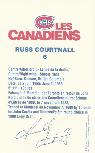 1989-90 Montreal Canadiens #NNO Russ Courtnall Back