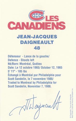 1989-90 Montreal Canadiens #NNO J.J. Daigneault Back