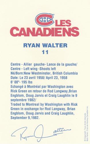 1989-90 Montreal Canadiens #NNO Ryan Walter Back