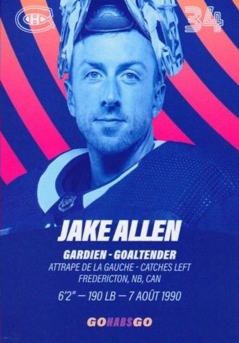 2022-23 Montreal Canadiens 3x5 #NNO Jake Allen Back