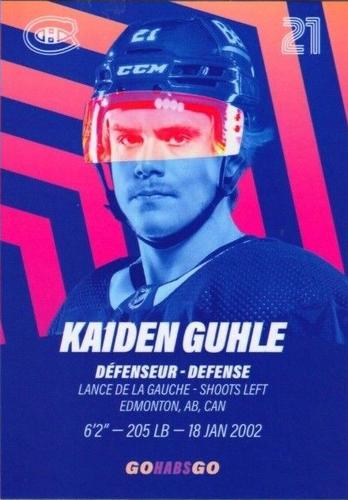 2022-23 Montreal Canadiens #NNO Kaiden Guhle Back