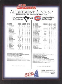 1998-99 Montreal Canadiens Line-Up Sheets #NNO Patrice Brisebois Back