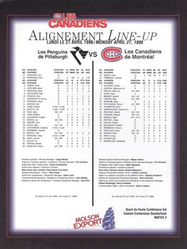 1998-99 Montreal Canadiens Line-Up Sheets #NNO Shayne Corson Back