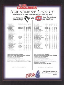 1998-99 Montreal Canadiens Line-Up Sheets #NNO Vincent Damphousse Back