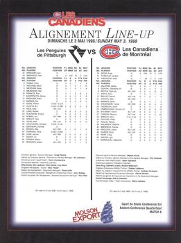 1998-99 Montreal Canadiens Line-Up Sheets #NNO Martin Rucinsky Back
