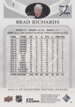 2020-21 SP Signature Edition Legends - Silver Script #1 Brad Richards Back