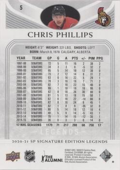 2020-21 SP Signature Edition Legends - Silver Script #5 Chris Phillips Back