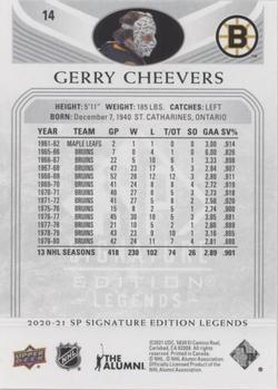 2020-21 SP Signature Edition Legends - Silver Script #14 Gerry Cheevers Back