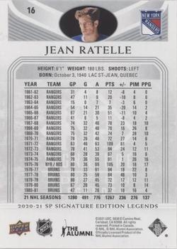2020-21 SP Signature Edition Legends - Silver Script #16 Jean Ratelle Back