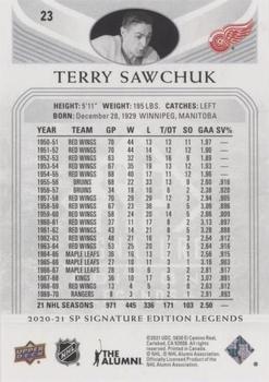 2020-21 SP Signature Edition Legends - Silver Script #23 Terry Sawchuk Back
