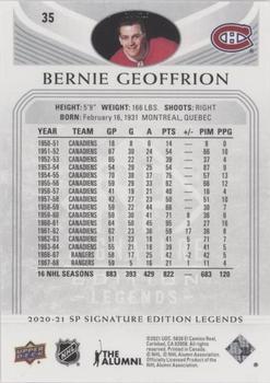 2020-21 SP Signature Edition Legends - Silver Script #35 Bernie Geoffrion Back