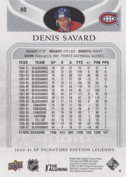 2020-21 SP Signature Edition Legends - Silver Script #40 Denis Savard Back