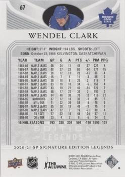 2020-21 SP Signature Edition Legends - Silver Script #67 Wendel Clark Back