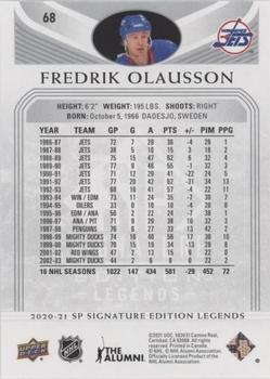 2020-21 SP Signature Edition Legends - Silver Script #68 Fredrik Olausson Back