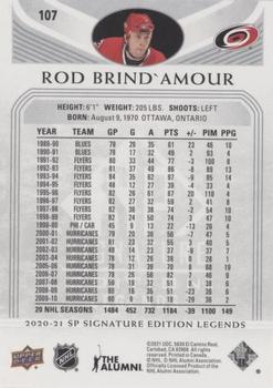 2020-21 SP Signature Edition Legends - Silver Script #107 Rod Brind'Amour Back
