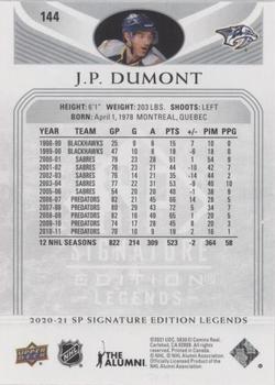 2020-21 SP Signature Edition Legends - Silver Script #144 J.P. Dumont Back