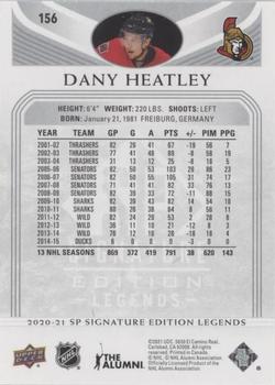 2020-21 SP Signature Edition Legends - Silver Script #156 Dany Heatley Back