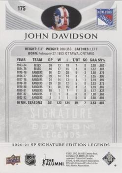 2020-21 SP Signature Edition Legends - Silver Script #175 John Davidson Back
