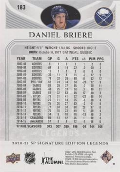 2020-21 SP Signature Edition Legends - Silver Script #183 Daniel Briere Back