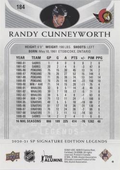 2020-21 SP Signature Edition Legends - Silver Script #184 Randy Cunneyworth Back
