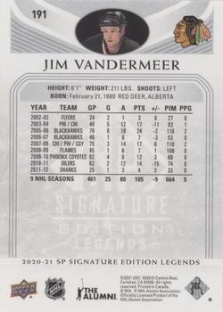2020-21 SP Signature Edition Legends - Silver Script #191 Jim Vandermeer Back