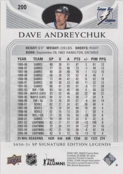 2020-21 SP Signature Edition Legends - Silver Script #200 Dave Andreychuk Back
