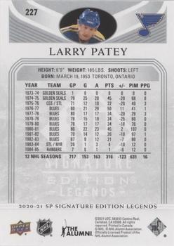 2020-21 SP Signature Edition Legends - Silver Script #227 Larry Patey Back