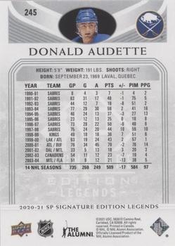 2020-21 SP Signature Edition Legends - Silver Script #245 Donald Audette Back