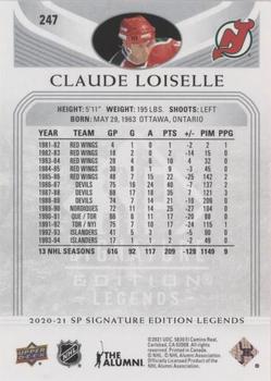 2020-21 SP Signature Edition Legends - Silver Script #247 Claude Loiselle Back