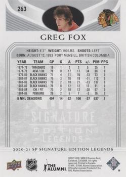 2020-21 SP Signature Edition Legends - Silver Script #263 Greg Fox Back