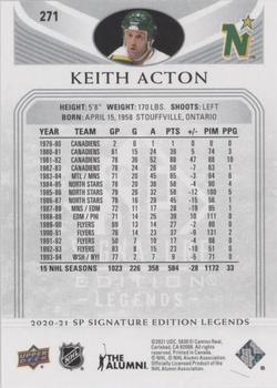2020-21 SP Signature Edition Legends - Silver Script #271 Keith Acton Back