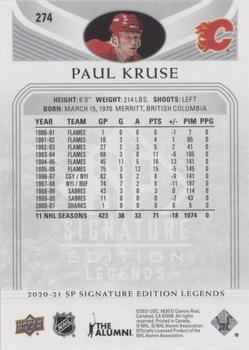 2020-21 SP Signature Edition Legends - Silver Script #274 Paul Kruse Back
