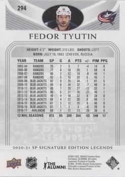 2020-21 SP Signature Edition Legends - Silver Script #294 Fedor Tyutin Back