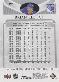 2020-21 SP Signature Edition Legends - Silver Script #332 Brian Leetch Back