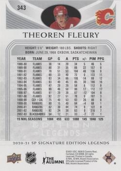 2020-21 SP Signature Edition Legends - Silver Script #343 Theoren Fleury Back