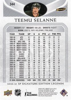 2020-21 SP Signature Edition Legends - Silver Script #344 Teemu Selanne Back