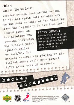 2005-06 Upper Deck - Hockey Scrapbook #HS11 Mark Messier Back