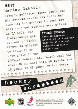 2005-06 Upper Deck - Hockey Scrapbook #HS17 Marian Gaborik Back