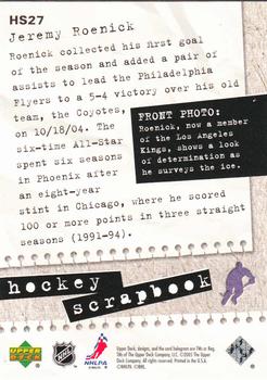 2005-06 Upper Deck - Hockey Scrapbook #HS27 Jeremy Roenick Back