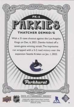 2022-23 Parkhurst - Parkies #PK-6 Thatcher Demko Back