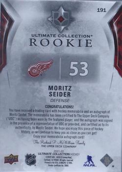 2021-22 Upper Deck Ultimate Collection - Ultimate Rookies Auto Patch #191 Moritz Seider Back